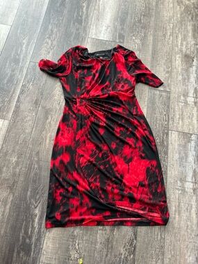 Red & Black Swirl Career Dress Showstopper  Fits Up to 40 Bust New. car1